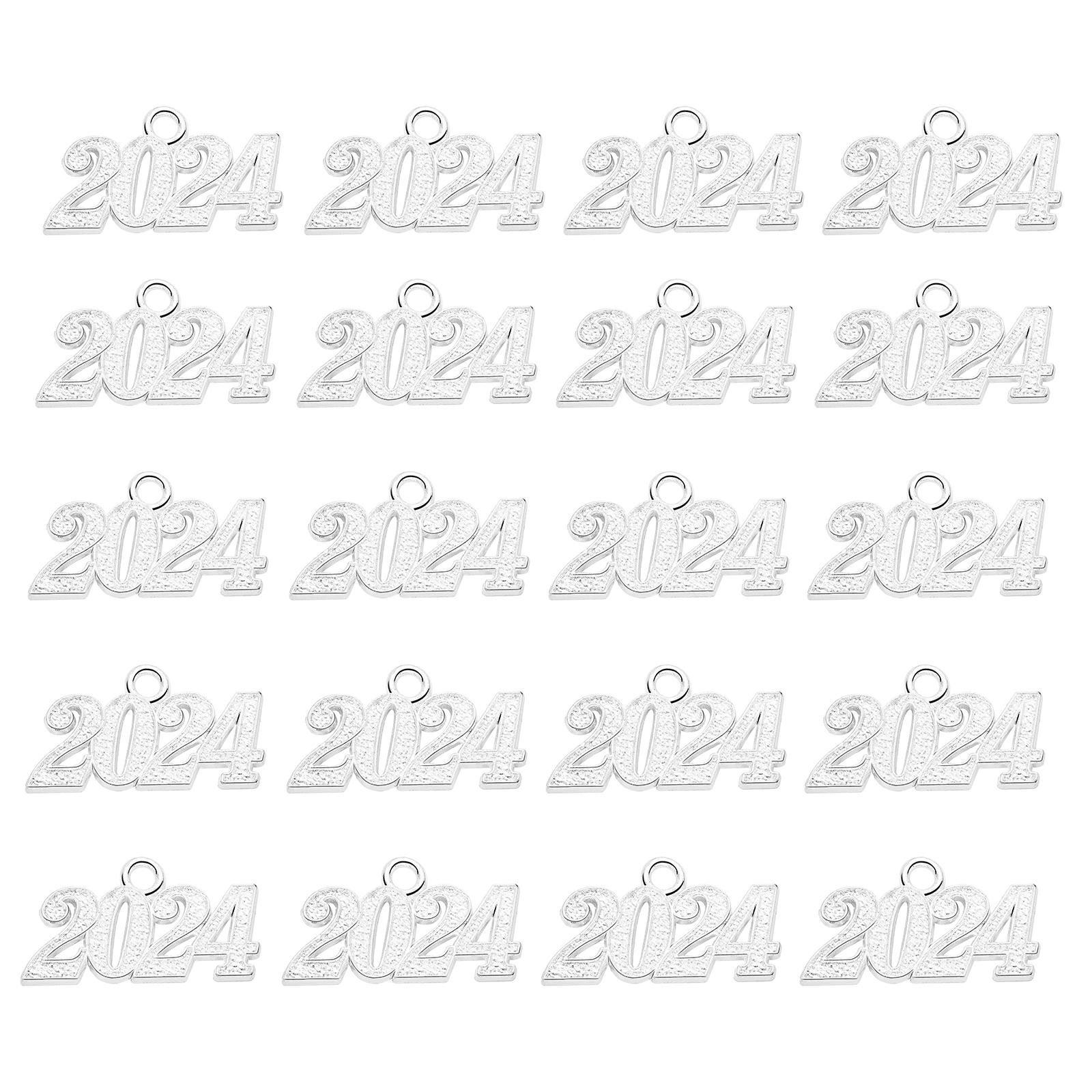

20/50pcs Letter 2024 Year Charm Number Pendant for DIY Handmade Metal Alloy Jewelry Making Accessories for Graduation 1