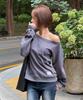 BRIGHTEN Cha Cha Off-Shoulder Sweatshirt Charcoal