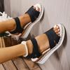 Plus-size Wedge Heel Platform Linen Sole Single-strap Sandals, New Summer Style, Perfect for Beach Wear and Outdoor Wear.