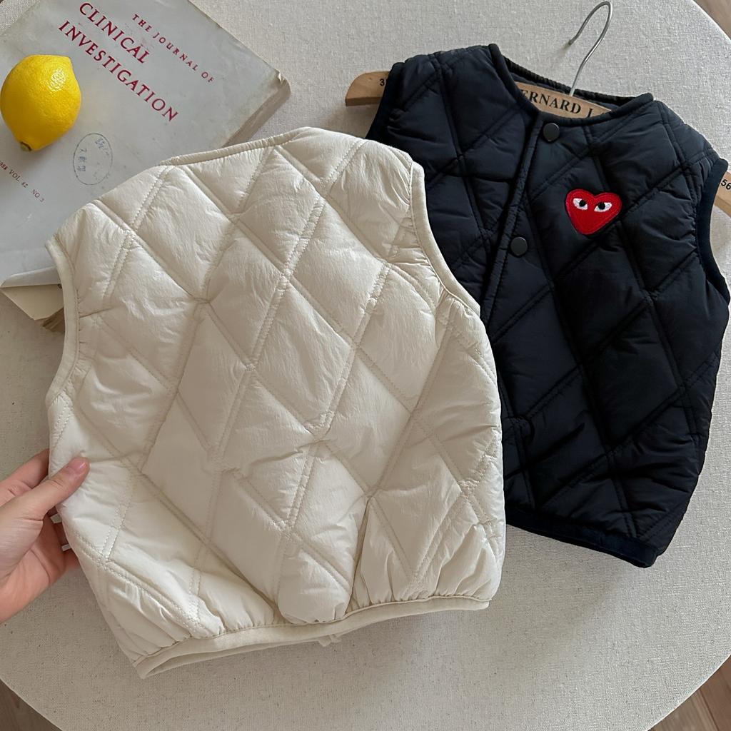 Kids Quilted Plaid Vest for Boys and Girls Warm Sleeveless Jacket for Fall and Winter