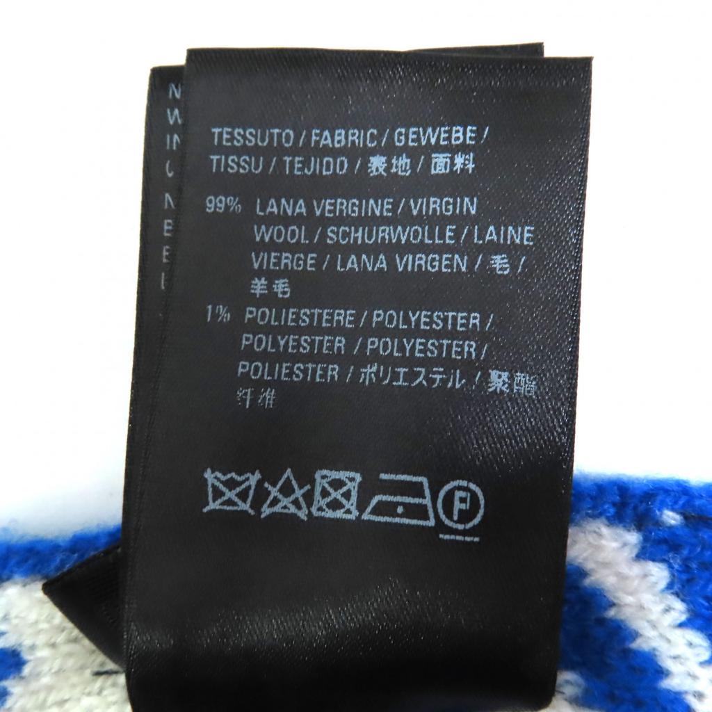 Excellent BALENCIAGA Scarf Large Jacquard Logo Blue White Wool Women 612960 Used