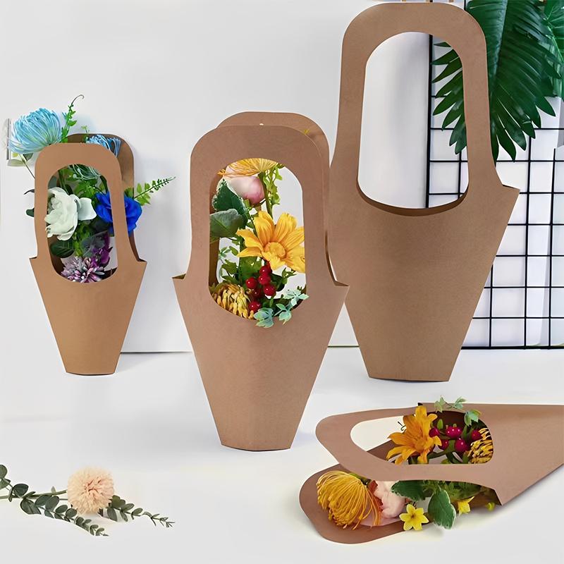 10Pcs Kraft Paper Flower Bag Valentine'S Day And Mother'S Day Bouquet Wrapping Paper