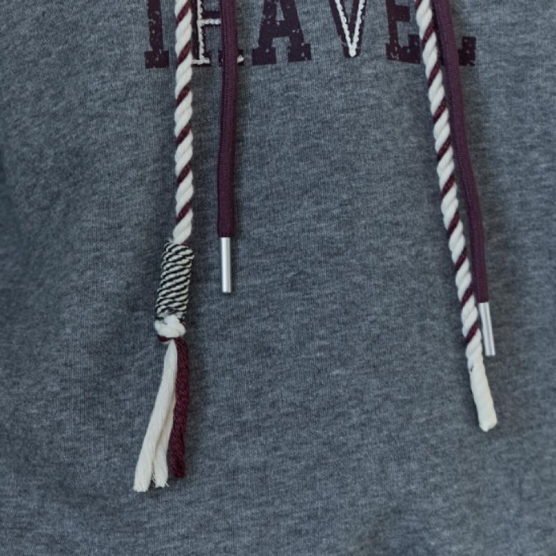 Maxza Color Block Loop String Fleece Hoodie