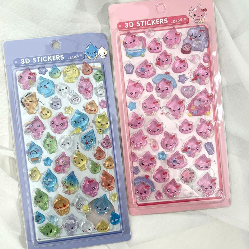3D Cartoon Crystal Stickers Cute Little Water Drop Glitter Stickers Phone Cases Decal Journal Diy Decorative Sticker Party Gifts