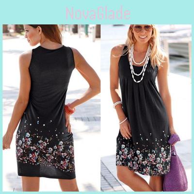 Elegant Womens Summer Boho Floral Short Midi Dress For Cocktail Evening Parties