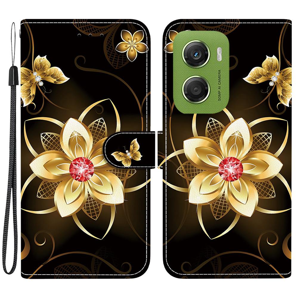 For Motorola Moto G06 4G Case Pattern Printing Leather Flip Wallet Phone Cover with Lanyard