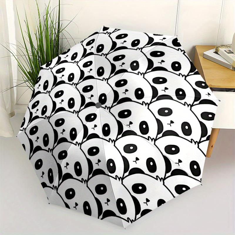 1pc Panda Pattern Automatic Open/close, All-Season Portable Folding Umbrella, Travel, Everyday, Formal Events058