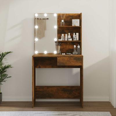 Vidaxl Dressing Table With LED, Brown Oak, 74.5X40X141 Cm