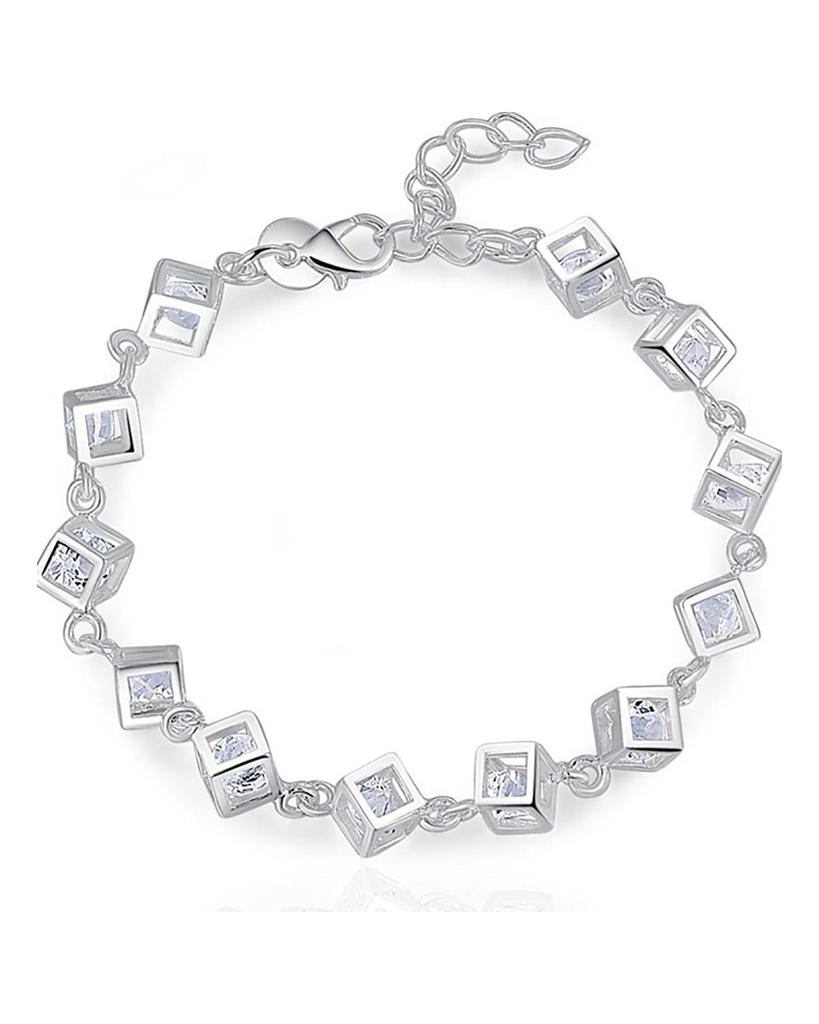 Fashion Square 925 Sterling Silver Bracelet Wedding Jewelry