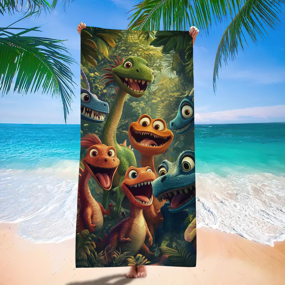 Asciugamano da Spiaggia Cartone Animato Piccolo Dinosauro Europeo e Americano Fabbrica di Stampa Digitale Asciugamano da Bagno Stampa Giocattoli Microfibra Bambini