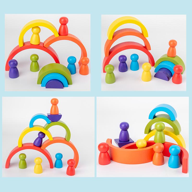 Children s Wooden Rainbow Building Blocks for Early Learning and Development