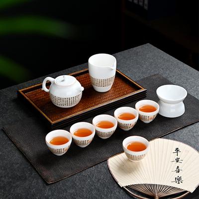 Ru Kiln Tea Set, Open Film Nourishing Kung Fu Set, Heart Meridian Ceramic Brewing Teapot Cover Bowl Tea Cup Tea Separation
