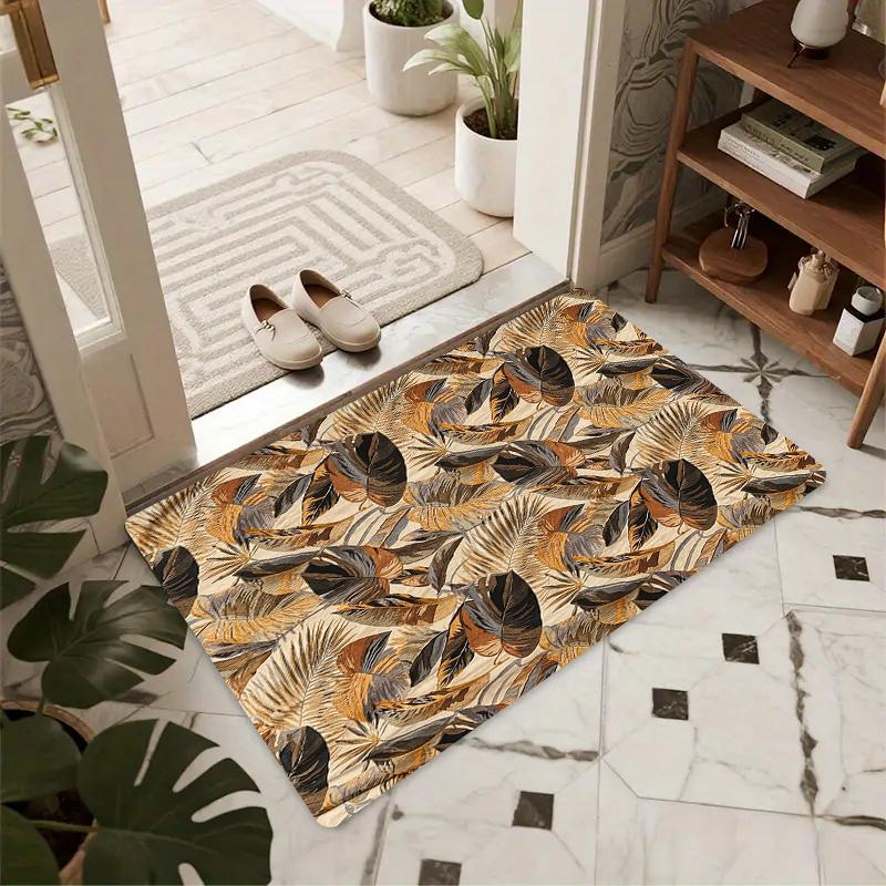 Tropical Green Monstera Leaf Print Doormat Non Slip Durable Farmhouse Front Door Entrance Floor Rug Home Decor