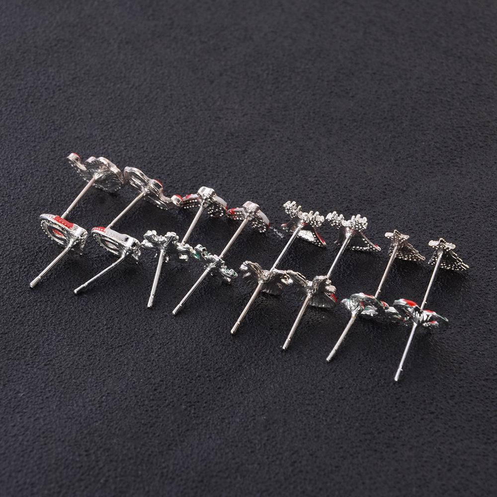 8Pairs Christmas Tree Snowflower Santa  Garland Elk Shape Earrings Ear Studs Set