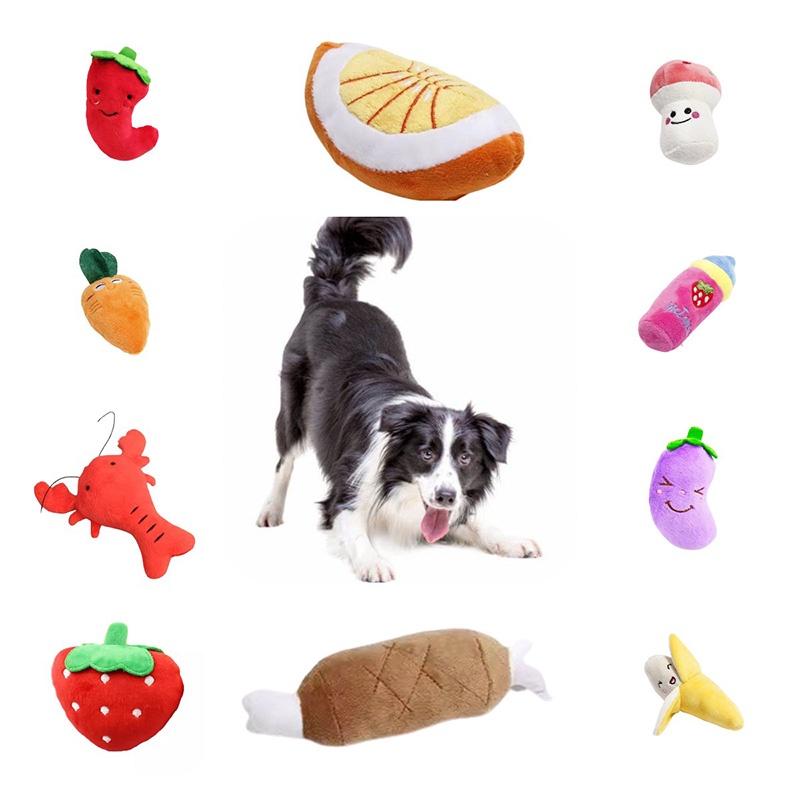 Fun And Adorable Pet Plush Toy Banana Chicken Leg Combo Pack