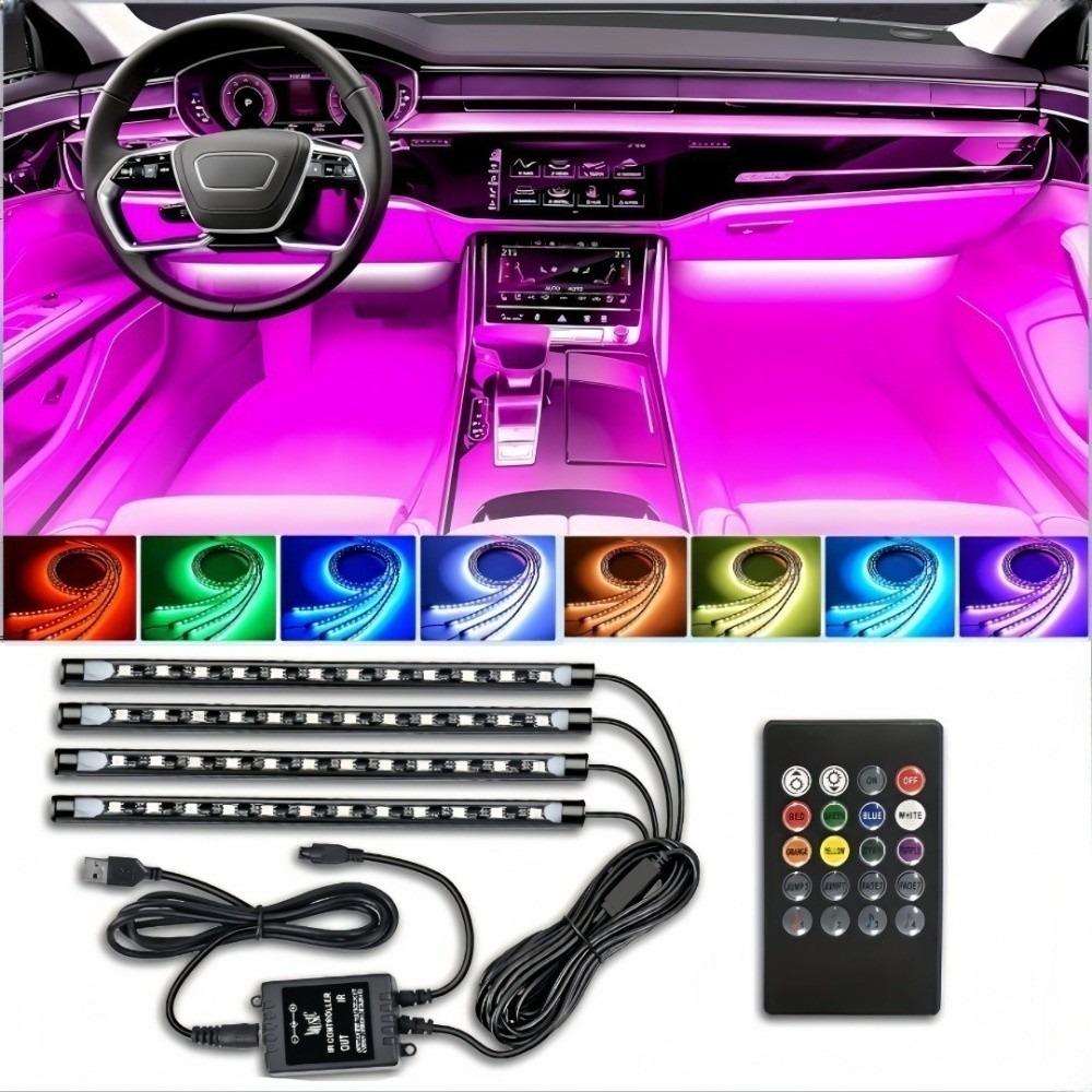 USB Powered Car LED Footwell Lights 4 in 1 Car Interior LED Lights  Car Floor Decor
