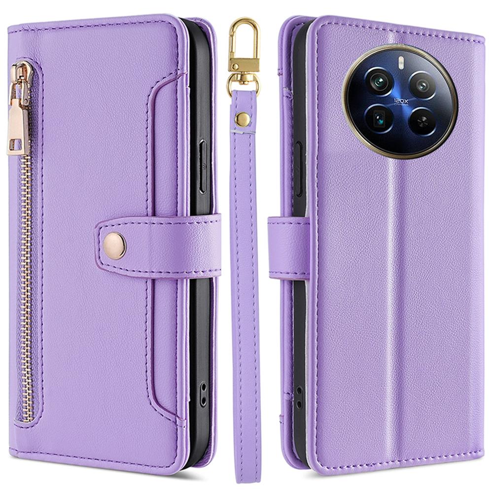 For Realme 12 Pro 5G/12 Pro+ 5G Cell Phone Cases Zipper Pocket Leather Crossbody Cover
