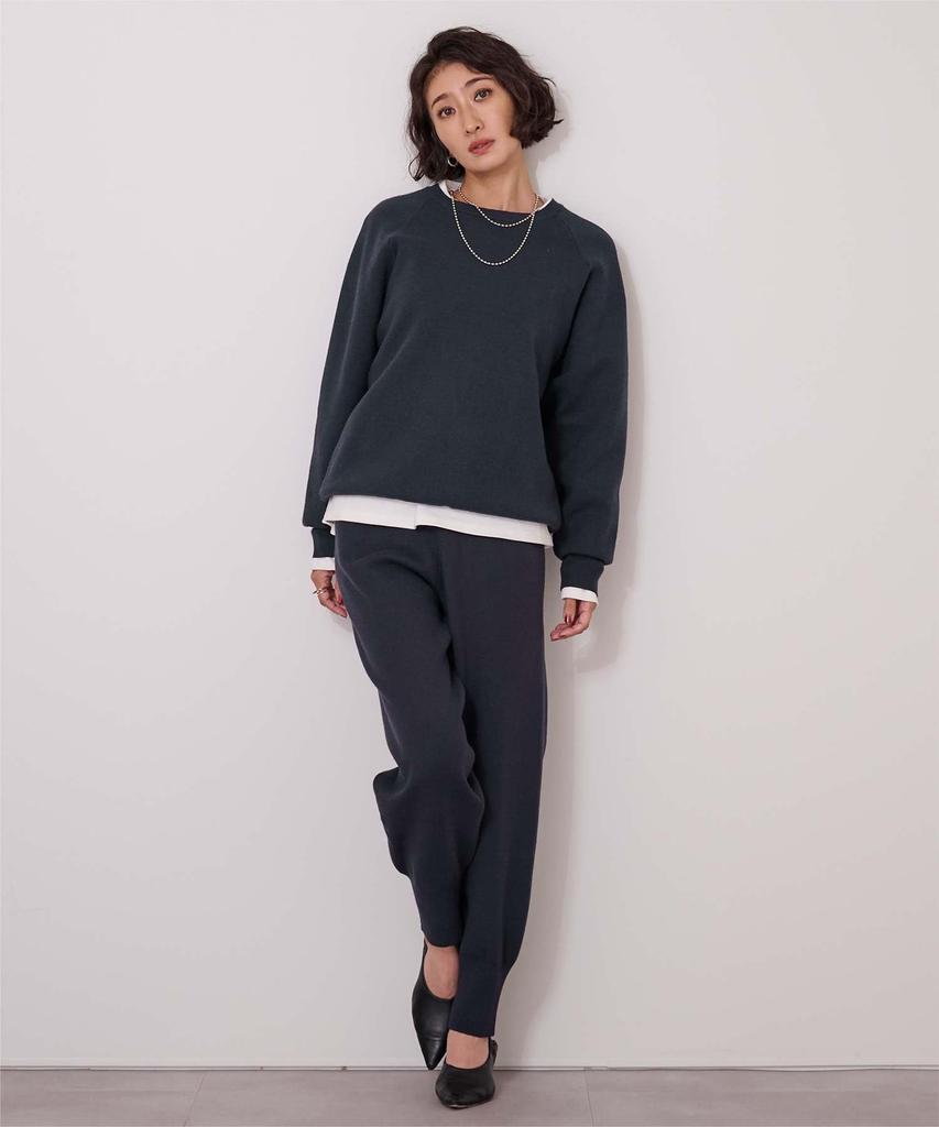 Yours BYXU0932 Size L Women's Sweat-Like Knit, Navy,