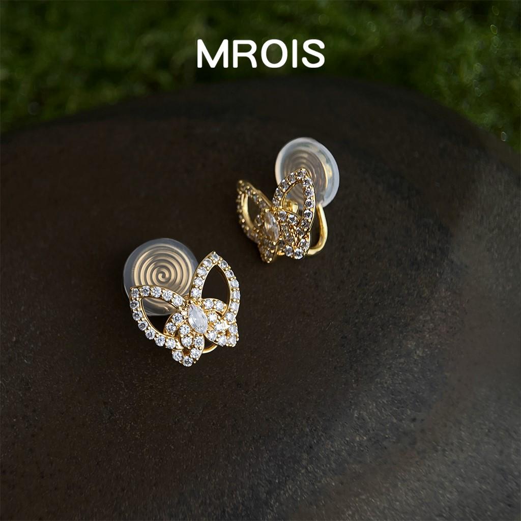 

Серьги-пусеты Бабочка из 18-каратного золота с цирконами - Элегантная роскошь для женщин