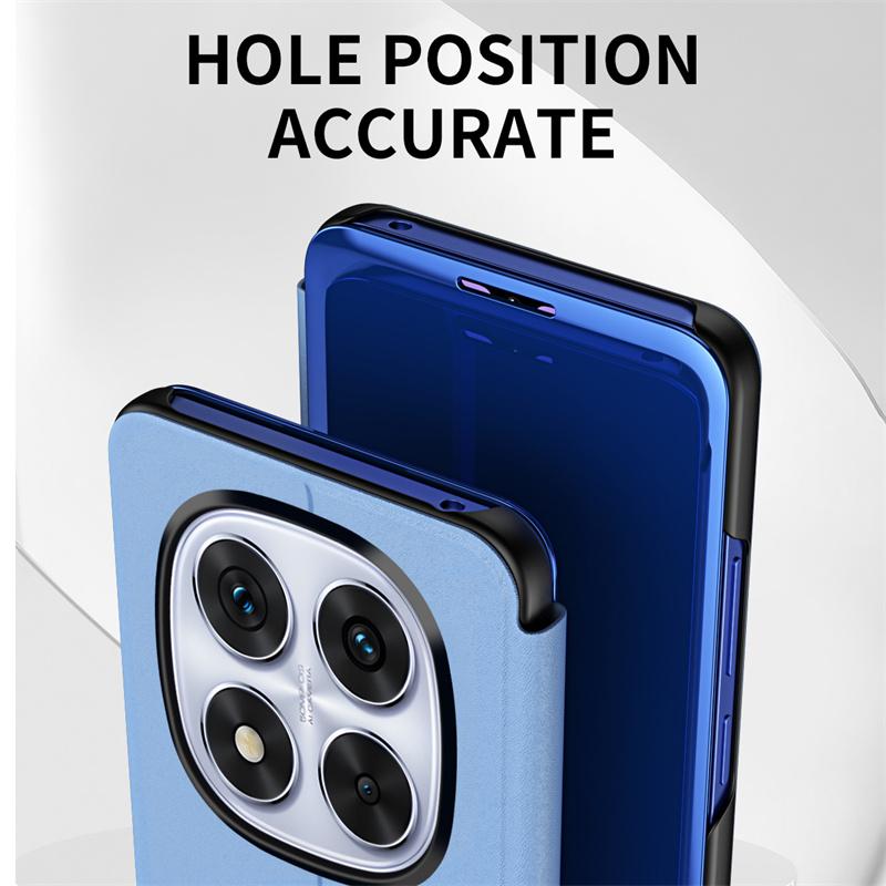 For Xiaomi Poco X7 5G Case Clear Mirror Hard PC Leather Back Cover for PocoX7 Poko Pocco Little X7 X 7 Full Protector Flip Funda