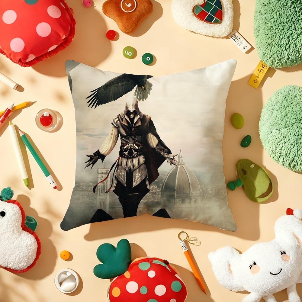 A-Assassins C-Creed Game Cushion Cover Plush Fabric Soft Double-Sided Printed Sofa Warm Winter Home Gift Pillow Cover