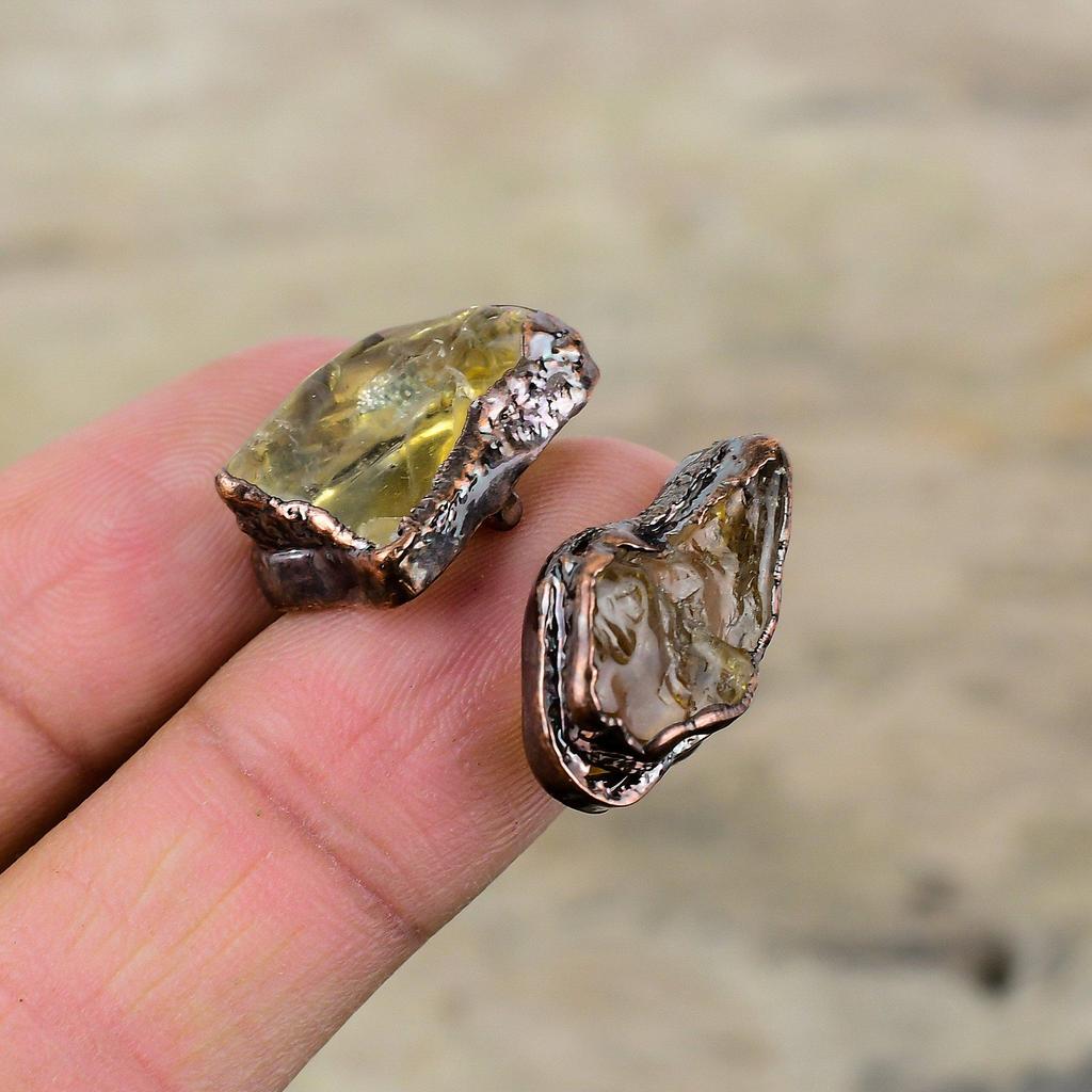 Citrine Rough Ring Electroformed Copper Ring Handmade Ring Copper Jewelry Adjustable Ring Gemstone Ring Gift For Women Electroformed Jewelry