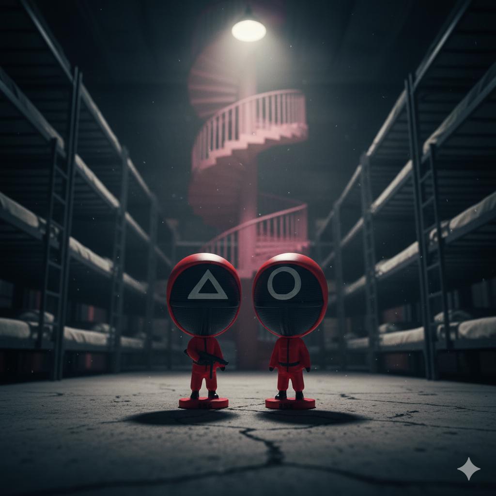 

Фігурка Гра в кальмара Squid game на підставці трикутник, коло 17см 1 шт 17 червоний