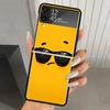 Funny Face Cute Hard PC Phone Case For Samsung Galaxy Z Flip 7 6 5 4 3 Black ZFlip7 ZFlip6 Flip5 Flip4 Flip3 5G Print Cover Gala