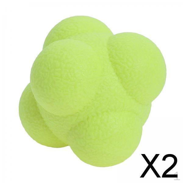 

2xCoordination Reflex Agility Hexagonal Tennis Fitness Reaction Ball Yellow