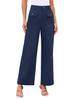 Women's High Waist Wide Leg Pants with Side Pockets and Snap Button In 9 Colors