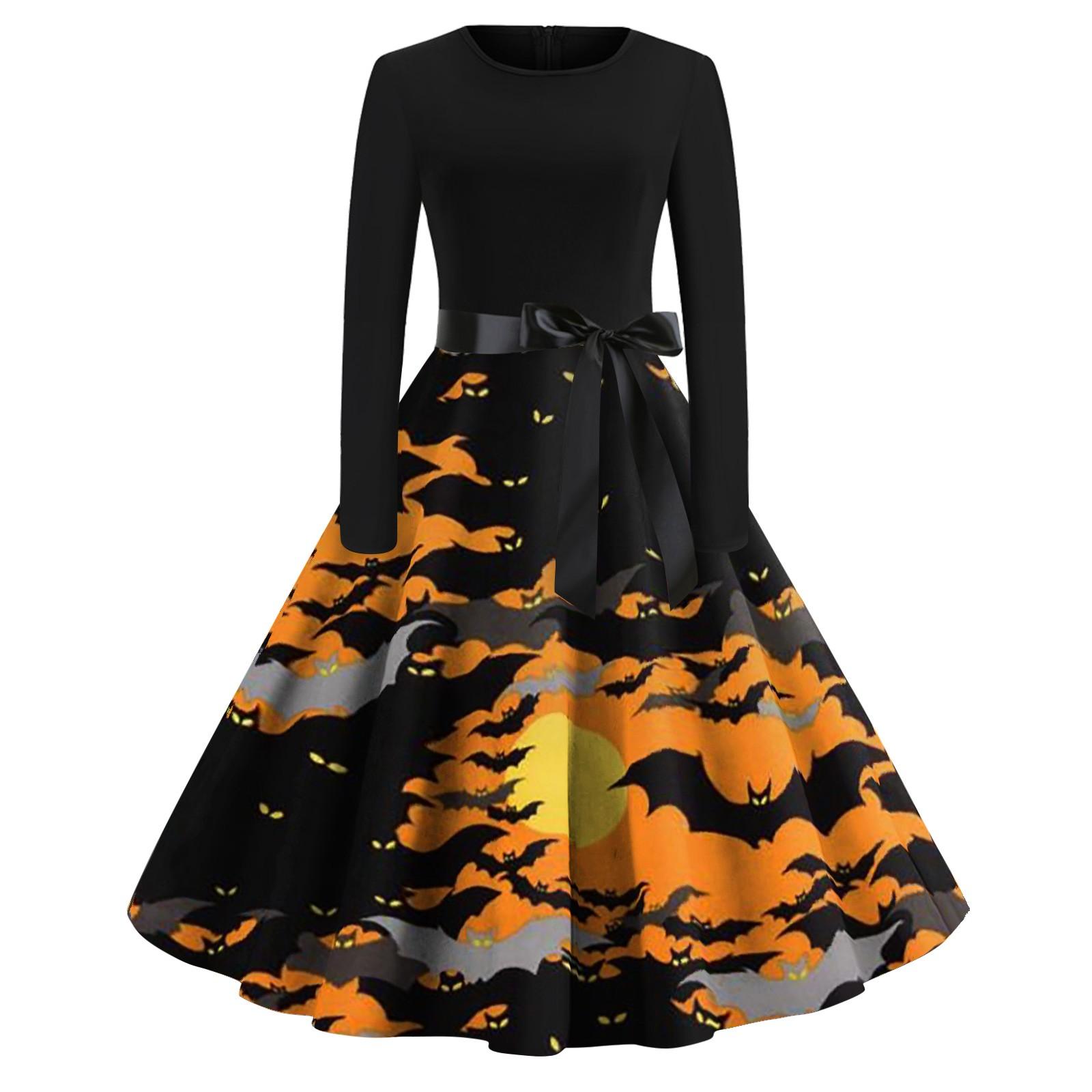 Платье с расклешенным принтом на Хэллоуин для женщин