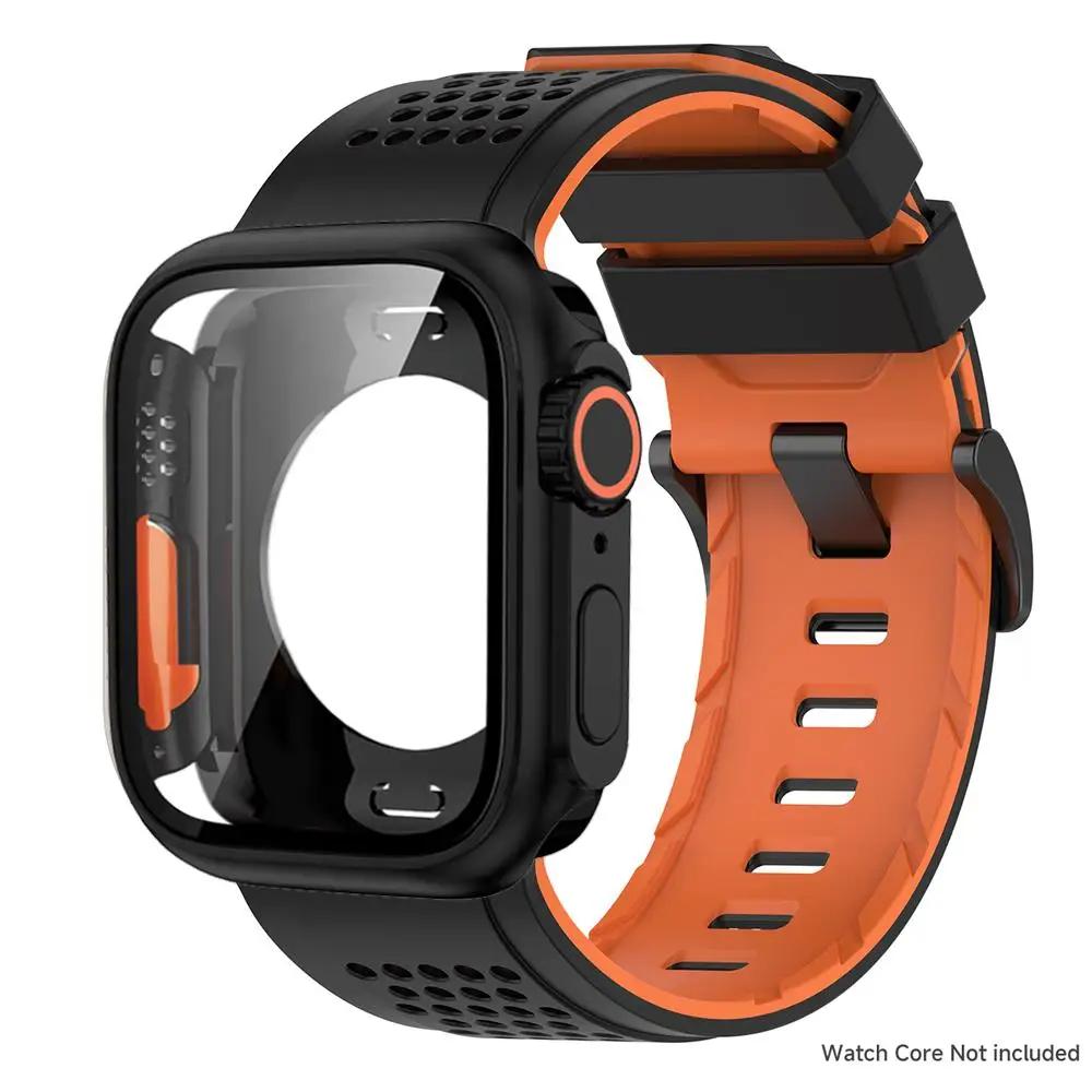Case+Silicone Strap for Apple Watch Band Ultra 3 49mm 46 45 44 41mm Protective Case Bracelet for Iwatch 11 10 9 8 7 6 54 SE3