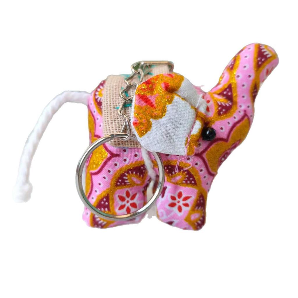 Handgefertigter Thai Floral Elefant Schlüsselanhänger - Kleiner Taschenanhänger Souvenir