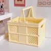 Double-Layer Foldable Plastic Storage Box with Handles Multi-Purpose Organizer for Home Office Craft Supplies Desktop