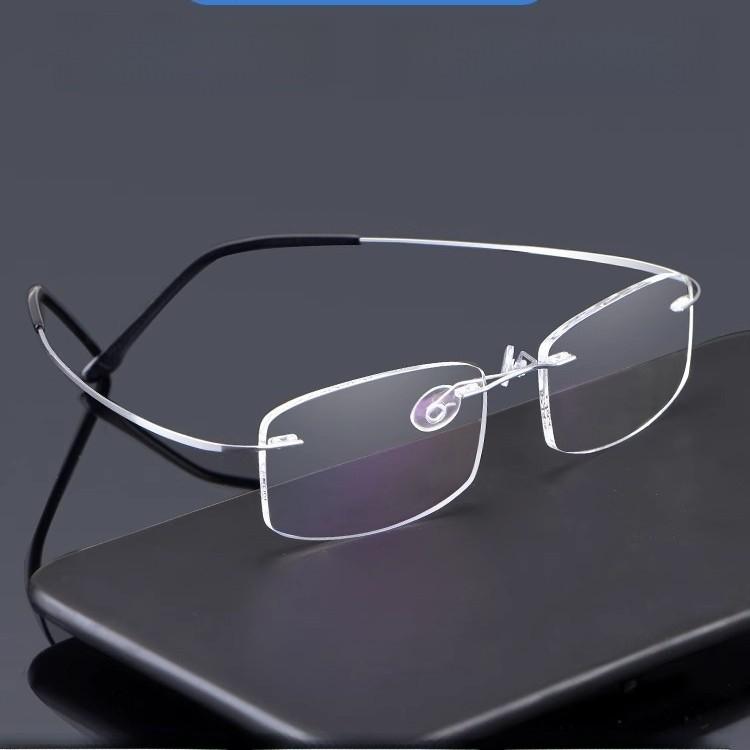 Unisex Frameless Elderly Antiblue Light Reading Glasses With Metal Frame For Daily Use