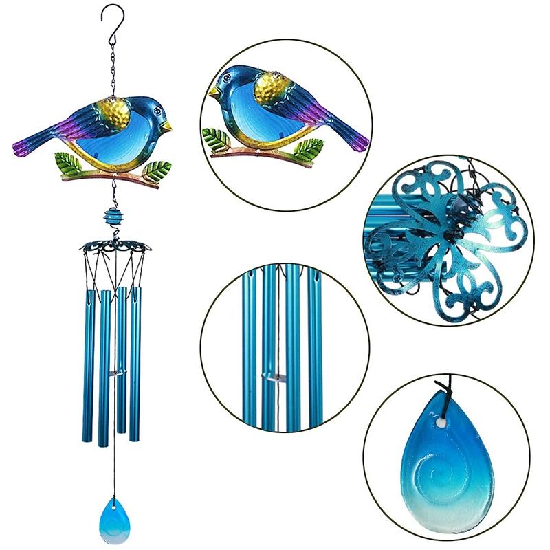 Wind Chimes Outdoor Indoor Decor Windchime, Mobile Romantic Blue Bird Wind Chimes For Home Festival Garden Decoration