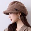Damen S Herbst Winter Vintage Newsboy Baseballkappe Große Gesichtsformende Mütze