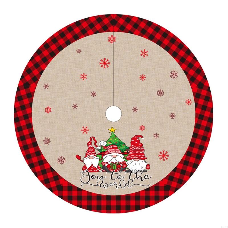 

Christmas Tree Skirt Gnome Linen Cloth Carpet Ornament for Xmas Tree Holiday Party Indoor Outdoor Decoration Supplies