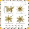 Champagne Gold Butterfly Poinsettia Glitter Flowers, 12-Piece Christmas Tree & Wreath Decoration Set