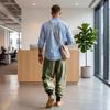 Men's Linen Drawstring Jogger Pants, Breathable Cuffed Beach Casual Pants, Color Relaxed Fit for Summer Travel