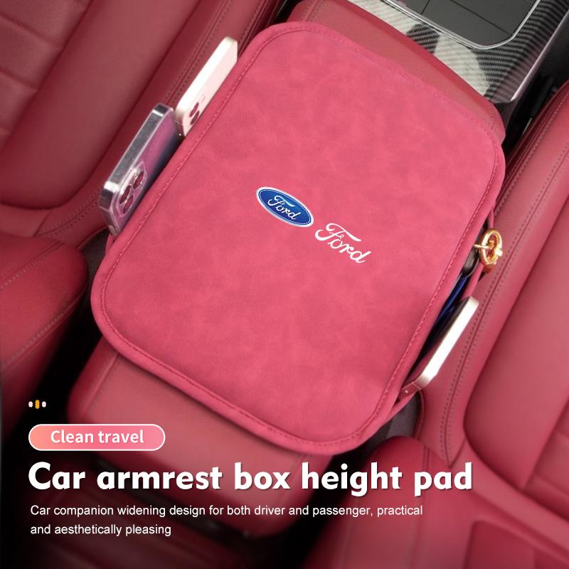 AKP1 Car Armrest Box Mat With Side Pockets Vehicle Armrest Storage Cushion For Ford Escape Ecosport Fusion Explorer Expedition Taurus