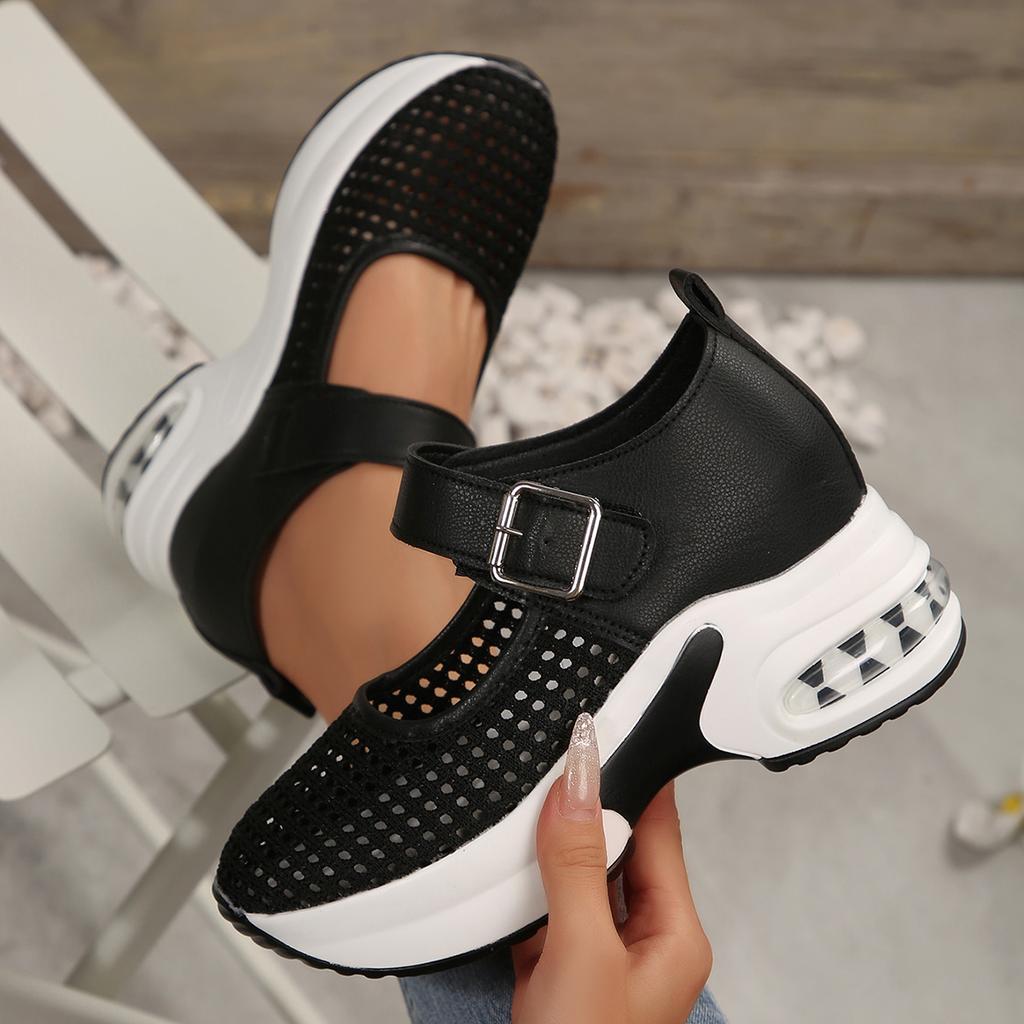 Mode 2025 Neue Damenmode Atmungsaktive Keilabsatzschuhe Lässige Vulkanisierte Schuhe Mesh Outdoor-Sport Laufen Designer-Sneakers