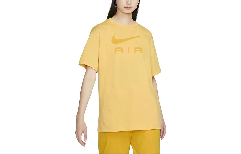 Nike Air Women's Logo Letter Print Crewneck T-Shirt Yellow DX7919-795
