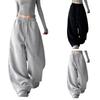 Pantalon de survêtement athlétique ample à jambes larges taille haute amincissant pour femme