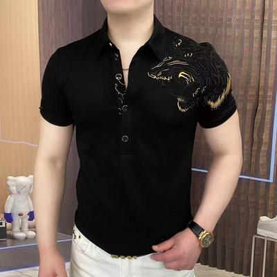 Luxury Embroidered Polo Shirt for Men High End Slim Fit Casual Business Social T-shirt Versatile Streetwear Lapel Tee Tops