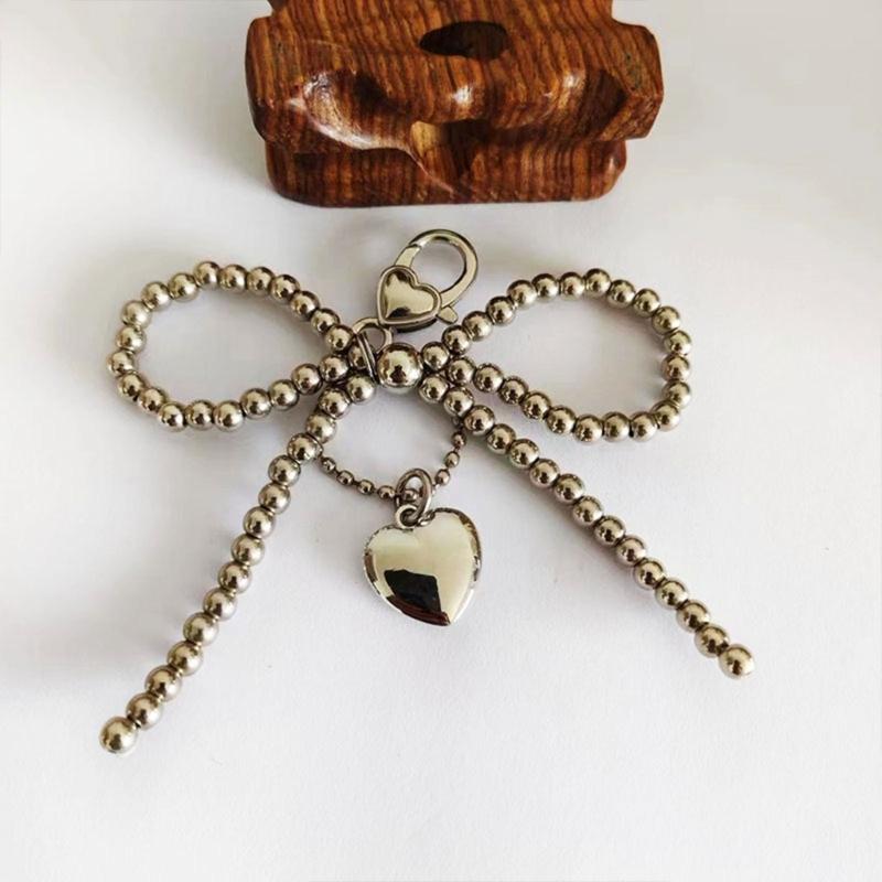 Stylish Beaded Bowknot Key Holder Multifuntional Jewelry Charm Unique Phone Pendant Present for Fashion Girls and Ladies