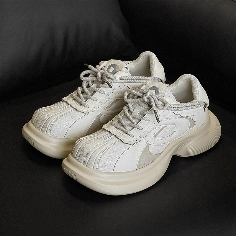 

Туфли Sugar Cube Square Head, мужские, уродливые, симпатичные, высокие, для пары, весна-лето, новые, маленькие белые туфли, универсальные, на платформе, папины туфли Female size 35 кремовый