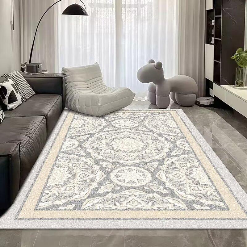 Light Luxury Abstract Living Room Crystal Velvet Carpet, Large Area Bedroom Full Of Floor Mats, Living Room Sand Coffee Table Carpet