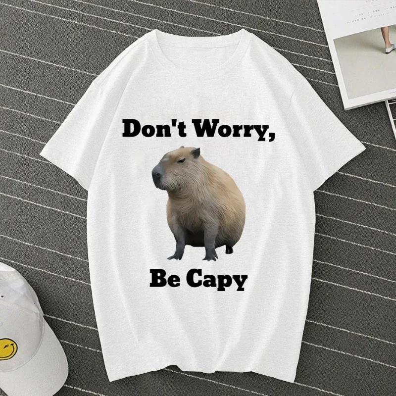

Не волнуйся, будь капибарой Принт Хлопковая Мужская Футболка И Женская Футболка Одежда Повседневная С Круглым Вырезом Короткий Рукав Уличная Футболка XXXXXL белый