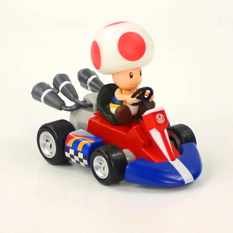 Anime Game Super Mario Bros Karting Luigi Bowser Princess Peach Yoshi Toad Action Figure Toys Pull Back Car For Kids Gifts